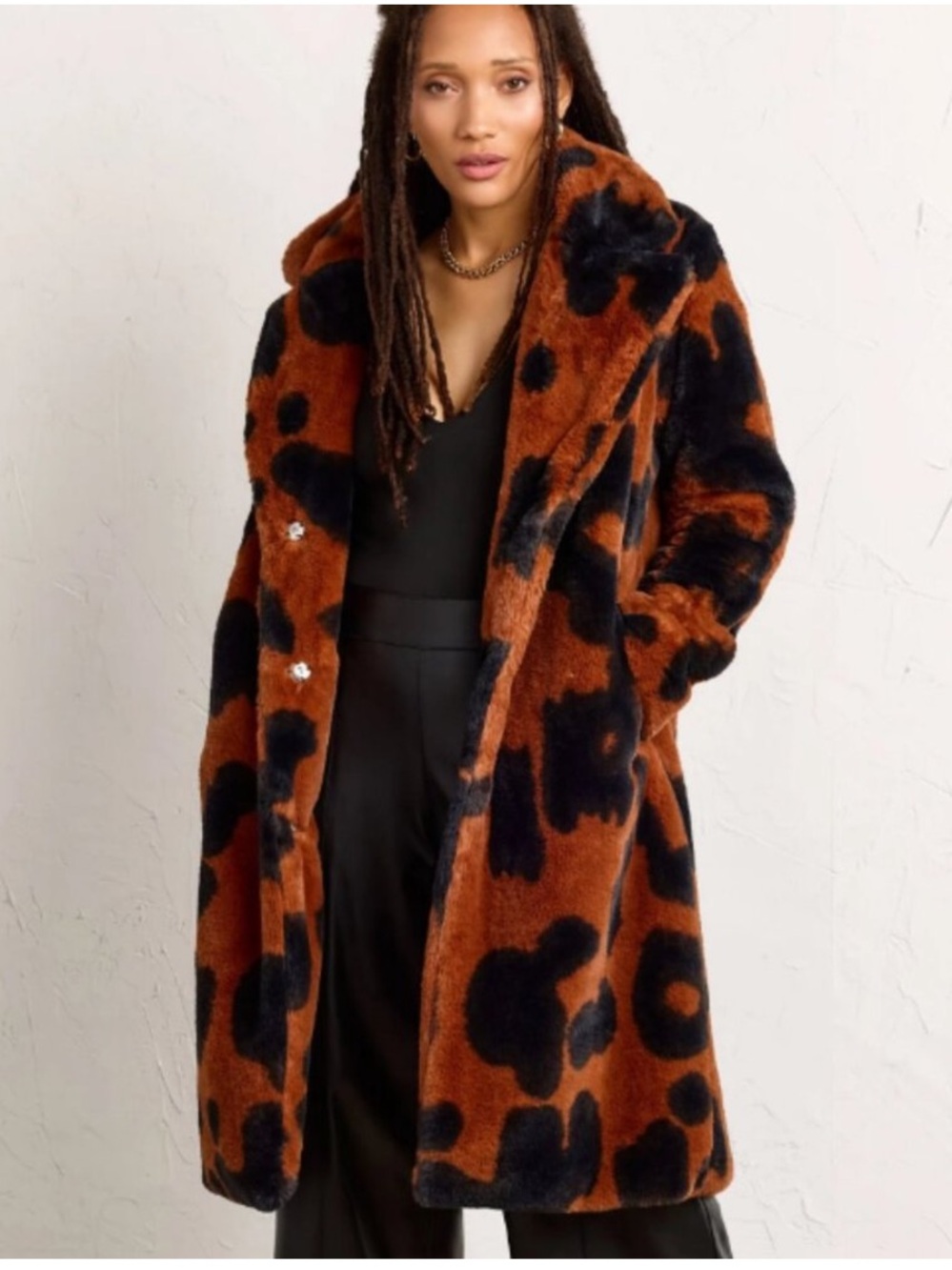 Stoosh Rust and Black Leopard Teddy Coat